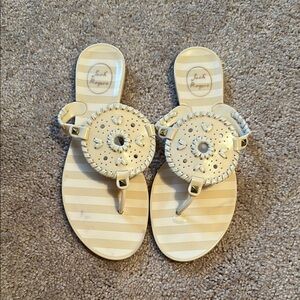 Jack Rogers Georgica Jelly Cream and White Striped Sandals in size 9